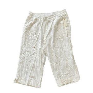 NWT LAND ‘N SEA Cream Washable Linen Blend Capris Size 1X